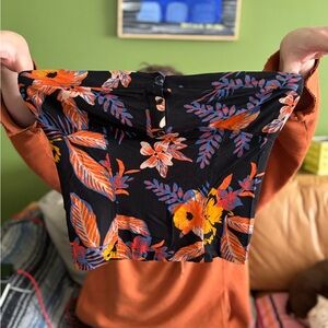 We The Free floral black and red/peach tube top